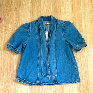 Zara denim puffy short sleeves top.